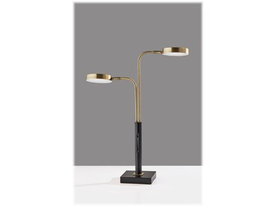 Adesso Rowan LED Desk Lamp, 25.25", Black/Antique Brass (4126-01)