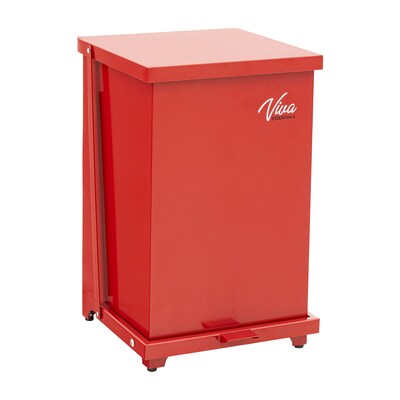 Viva Comfort Biohazard Steel Step-On Trash Can, 13 Gallon, Red (99213RMK)