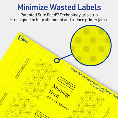 Avery Laser/Inkjet Rectangle Multipurpose Labels, 2" x 7", Neon Yellow, 320/Box (94243)