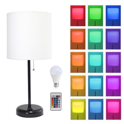 Simple Designs 19.5 LED Table Lamp, Black/White Shade (LT2024-BAW-CCLB)