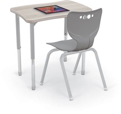 MooreCo Hierarchy Creator Desk, 32W x 22D, Grey Elm/Platinum Base (703673562928)