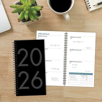 2026 Willow Creek 3.5" x 6.5" Weekly & Monthly Planner, Paperboard Cover, Black (57315)