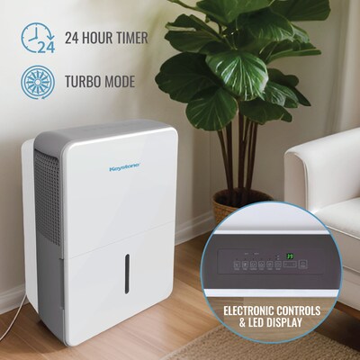Keystone 50-Pint Portable Dehumidifier, Covers up to 4,500 sq. ft., White (KSTAD504F)