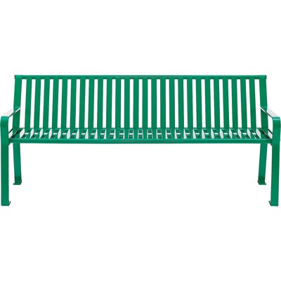 Global Industrial 6 Outdoor Bench with Back, Vertical Steel Slat, Green (694854KD)