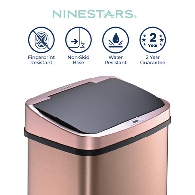Nine Stars Stainless Steel Motion Sensor Trash Can, 13.2 Gallon, Gold (DZT-50-28GD)