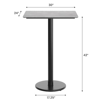 Flash Furniture Acadia Wooden Dining Table with Round Base, 23.75"D x 29.75"W, Gray Faux Concrete/Black Base (ST2430CGTR18B)