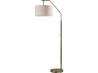 Simplee Adesso Max 66 Antique Brass Floor Lamp with Off-White Drum Shade (SL1140-21)