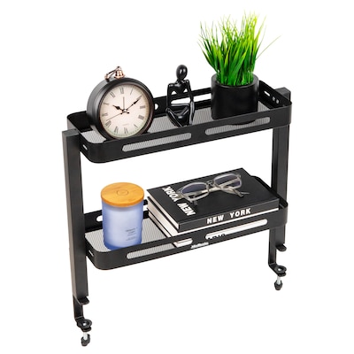 Mind Reader Clamp-On 2-Compartment Metal Desk Shelf, Black (DESX2T-BLK)