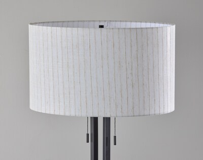 Adesso Foster 62"H Black Floor Lamp with Off-White Linen Shade (4360-01)