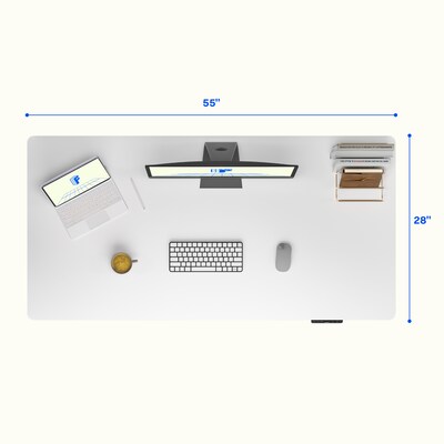 FlexiSpot E7 Commercial 55''W Electric Rectangular Adjustable Standing Desk, White (E7WCOM5528-W)