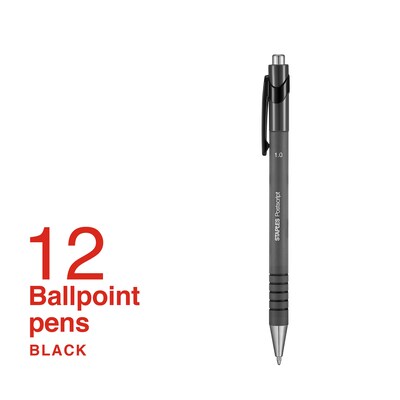 Staples® Postscript™ Retractable Ballpoint Pens, Medium Point, 1.0mm, Black, 12/Pack (18262)