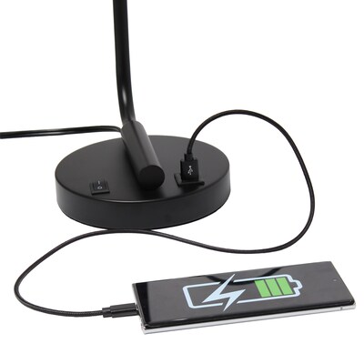 Lalia Home Studio Loft Modern Iron Desk Lamp, 18.8", with USB Port, Matte Black (LHD-2002-BK)
