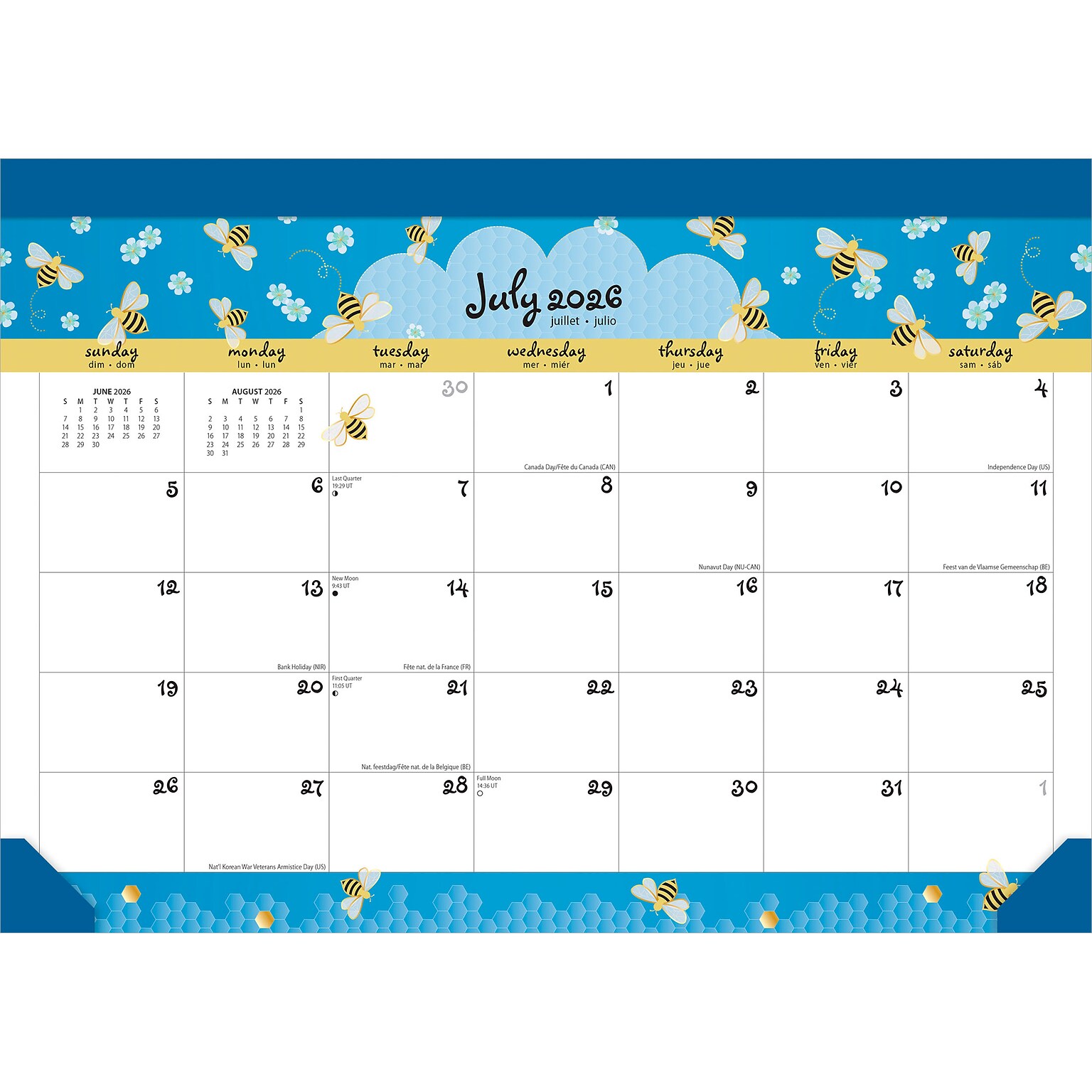 2026-2027 Plato Busy Bees 14 x 10 Academic Monthly Desk Pad Calendar (9798330708116)