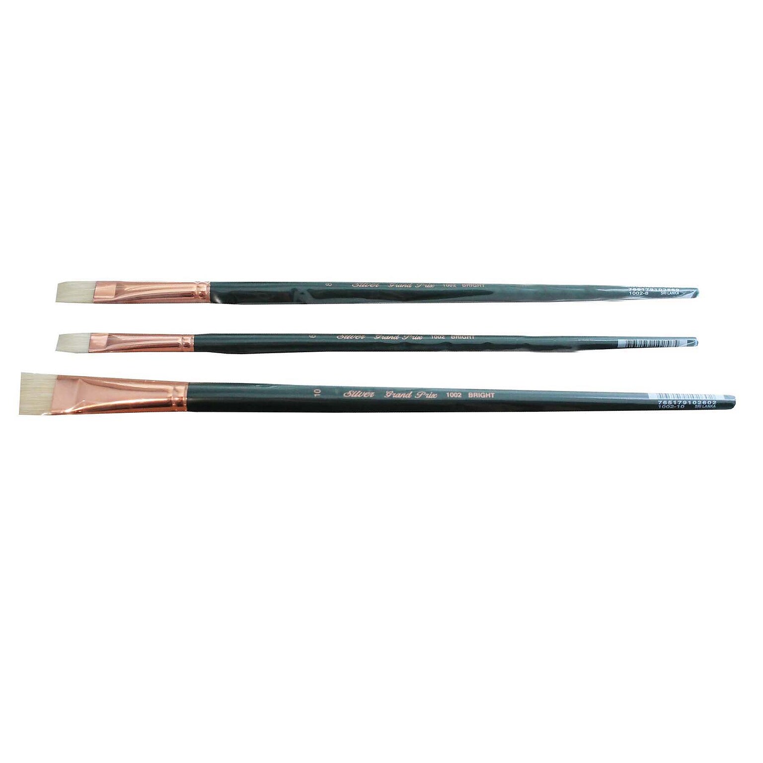 Silver Brush Natural Hog Bristle, Bright Brushes, 3/Pack (SLVGP1074)