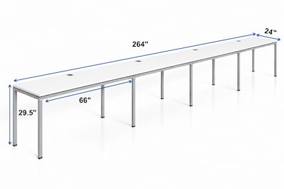 Boss Office Products Simple System 66"W Desk, White, 4/Set (SGSD009-102-WT)