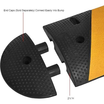 Global Industrial 72" Portable Rubber Speed Bump, Black w/ Yellow Stripes (708109)