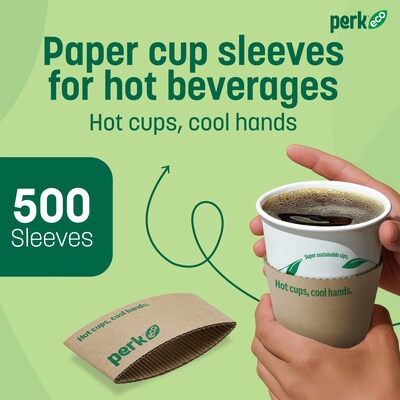 Perk™ Eco Paper Hot Cup Sleeve, Brown, 500/Pack (PK56227)