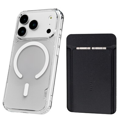 TUFF8 MagSafe Case for iPhone 18 Pro with Foldable Origami Wallet Stand, Clear/Black (KITLIB18PRO11)