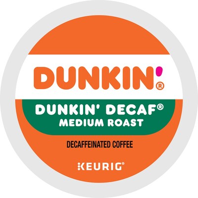 Dunkin' Decaf Coffee, Medium Roast, 0.37 oz. Keurig® K-Cup® Pods, 22/Box (400846)