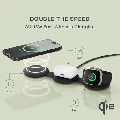 Satechi OntheGo 3-in-1 Wireless Charger, Black (ST-QTG31K)