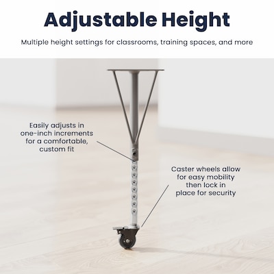 Flash Furniture Wren Horseshoe Activity Table, 66" x 60", Height Adjustable, Light Natural Top/Silver Frame (XUA6066HRSLNTPC)