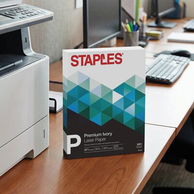 Staples 30% Recycled 8.5 x 11 Multipurpose Paper, 32 lbs., 100 Brightness, Ivory, 300/Pack (358C-STP)