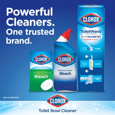 Clorox Disinfecting Toilet Bowl Cleaner with Bleach, Rain Clean Scent, 24 Oz., 2/Pack, 6 Packs/Carton (30924)