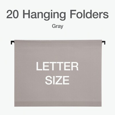 Pendaflex Heavy Duty Reinforced Hanging File Folder, Straight, Letter, Light gray, 20/Box (1006981)