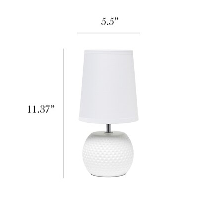 Simple Designs Studded Texture Ceramic Table Lamp, White (LT2084-WHT)