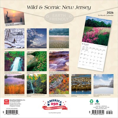 2026 BrownTrout New Jersey Wild & Scenic 12 x 12 Monthly Wall Calendar (9798330704842)