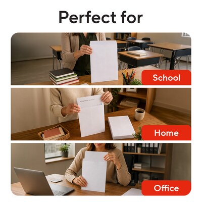 Staples 9 x 12 Catalog Mailing Envelopes, White Wove, QuickStrip EasyClose Peel & Seal, Strong Self-Seal Closure, 100/Pack