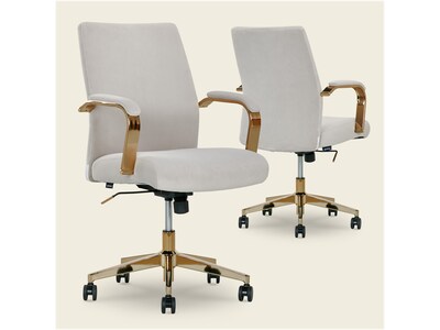 Thomasville Furniture Jolie Ergonomic Fabric Swivel Desk Chair, Light Gray (60068-LGRY)