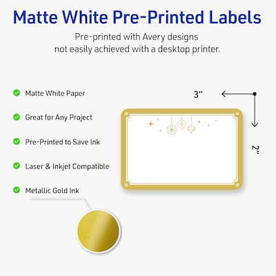 Avery Rectangle Multipurpose Labels, 2 x 3, White, 80/Pack (19479370521)
