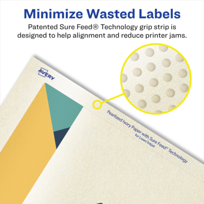 Avery Pearlized Ivory Rectangle Multipurpose Labels, 10" x 7.5", Ivory, 50/Box (94264)