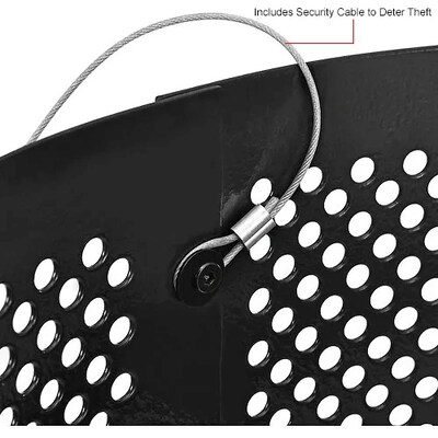 Global Industrial Outdoor Perforated Steel Trash Can w/ Rain Bonnet Lid, 36 Gallon, Black (261927BK)