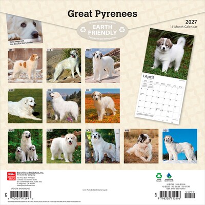 2027 BrownTrout Great Pyrenees 12 x 12 Monthly Wall Calendar (9798330712496)