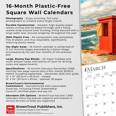 2026 BrownTrout Outhouses 12" x 12" Monthly Wall Calendar (9798330705030)