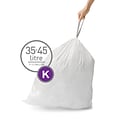 simplehuman Code K 9-12 Gallon Trash Bag, 6.5 x 8.9, Low Density, 1.2 mil, White, 240 Bags/Box (CW