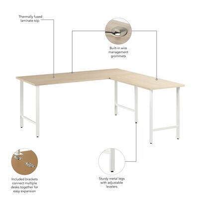 Bush Business Furniture Hustle 72"W L Shaped Computer Desk with Metal Legs, Natural Elm (HUS001NE)