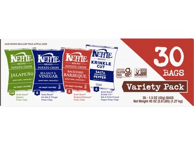 Kettle Gluten Free Potato Chips Variety Pack, 45 oz., 30 Bags/Carton (109402)