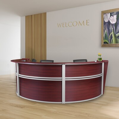 Regency Marque 144W Curved Reception Desk Workstation, Mahogany (77293MH)