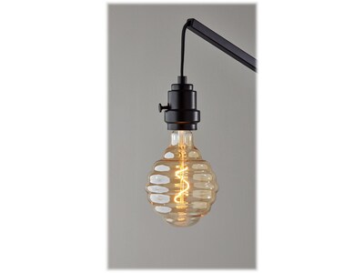 Adesso Wren 60.75" Matte Black/Natural Wood Floor Lamp w/o Shade (3847-01)