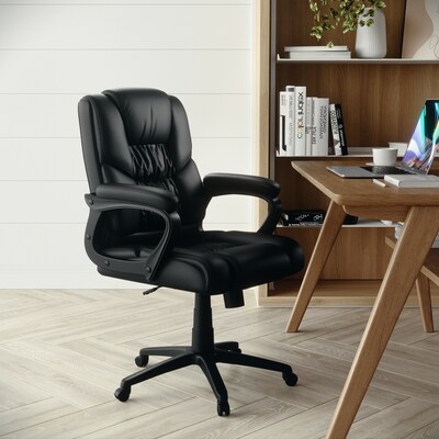 Flash Furniture Fundamentals Ergonomic LeatherSoft Swivel Big & Tall Office Chair, Black (CX1179HBK)