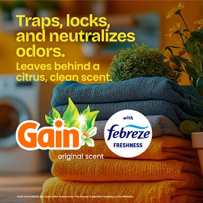 Glad ForceFlex Tall 13 Gallon Drawstring Kitchen Trash Bag, Gain Original with Febreze Freshness, White, 80 Total Bags (78750)