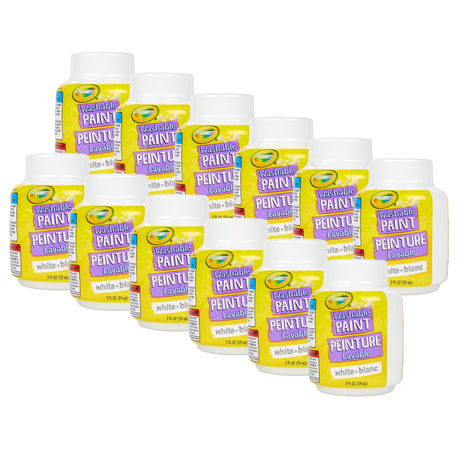 Crayola Washable Kids Paint, White, 2 oz., 12/Bundle (BIN542853-12)