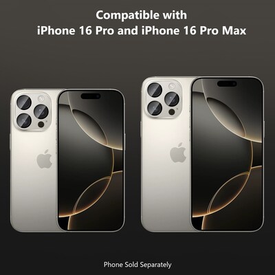 SaharaCase Ultra-Strong Camera Lens Protector for Apple iPhone 16 Pro and 16 Pro Max, Natural Titanium, 2/Pack (ZD00163)