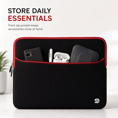 Vangoddy 17" Laptop Sleeve, Black/Red (NBKLEA253)