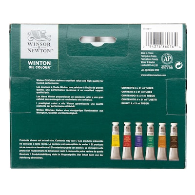 Winsor and Newton Winton Oil Color Paint Tube Set, Assorted Colors, 21 mL, 6/Set (WNX1490617)