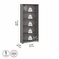 Bush Furniture Cabot Tall 66"H 5-Shelf Bookcase with Adjustable Shelves, Modern Gray (WC31366)