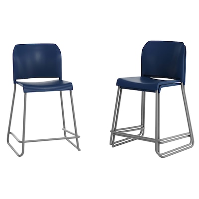 Flash Furniture Hercules Kenai Classic Plastic Stacking Full Back Counter Stools, Navy, 3-Pieces (3RUT239AHCSNV)